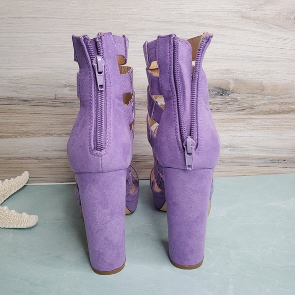 New Liliana Cardi Lilac Peep Toe Heels - Picture 3 of 5